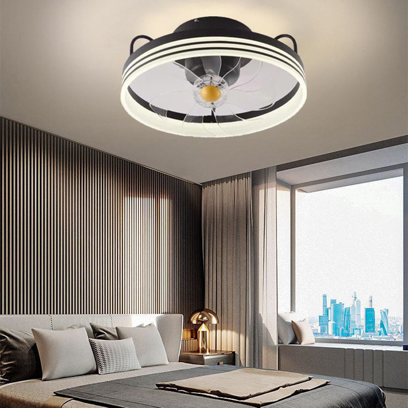 Metal Circle Ceiling Fan Light Modern Style LED Ceiling Light Fixture for Bedroom