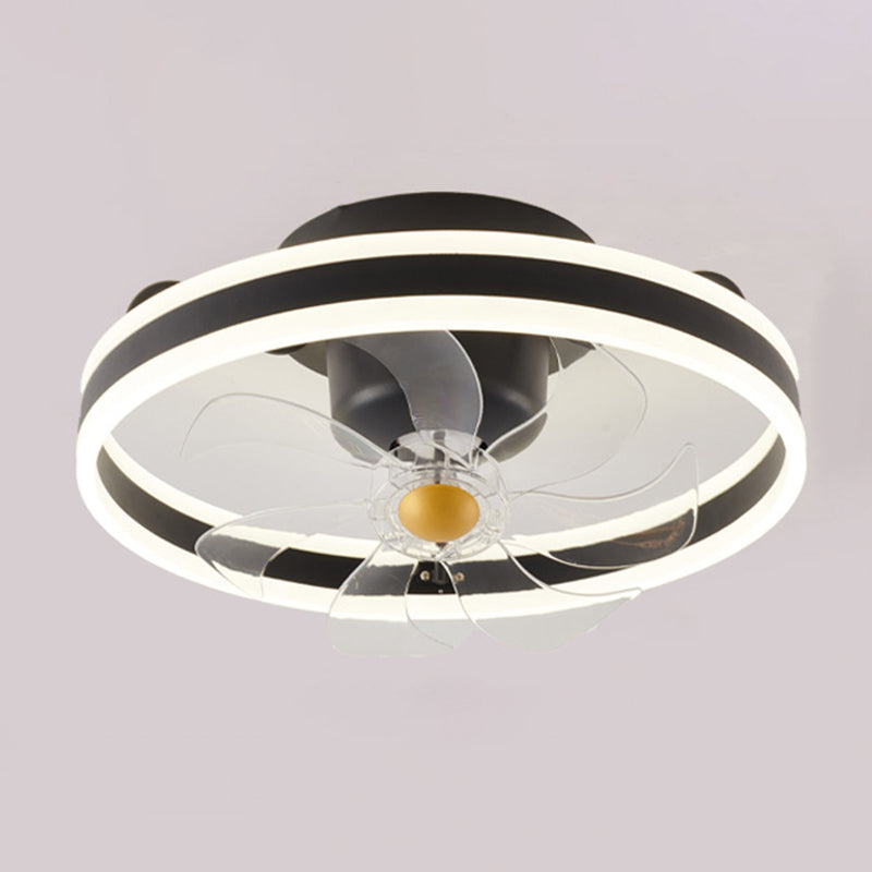 Metal Circle Ceiling Fan Light Modern Style LED Ceiling Light Fixture for Bedroom