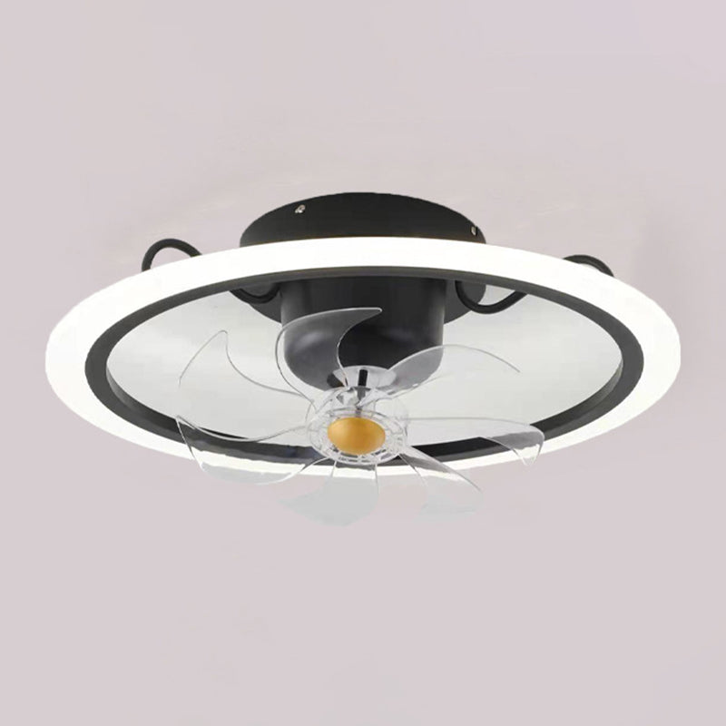 Metal Circle Ceiling Fan Light Modern Style LED Ceiling Light Fixture for Bedroom