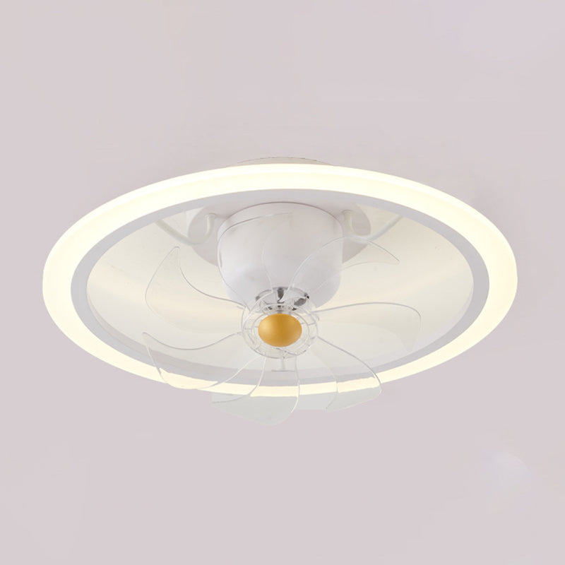 Metal Circle Ceiling Fan Light Modern Style LED Ceiling Light Fixture for Bedroom