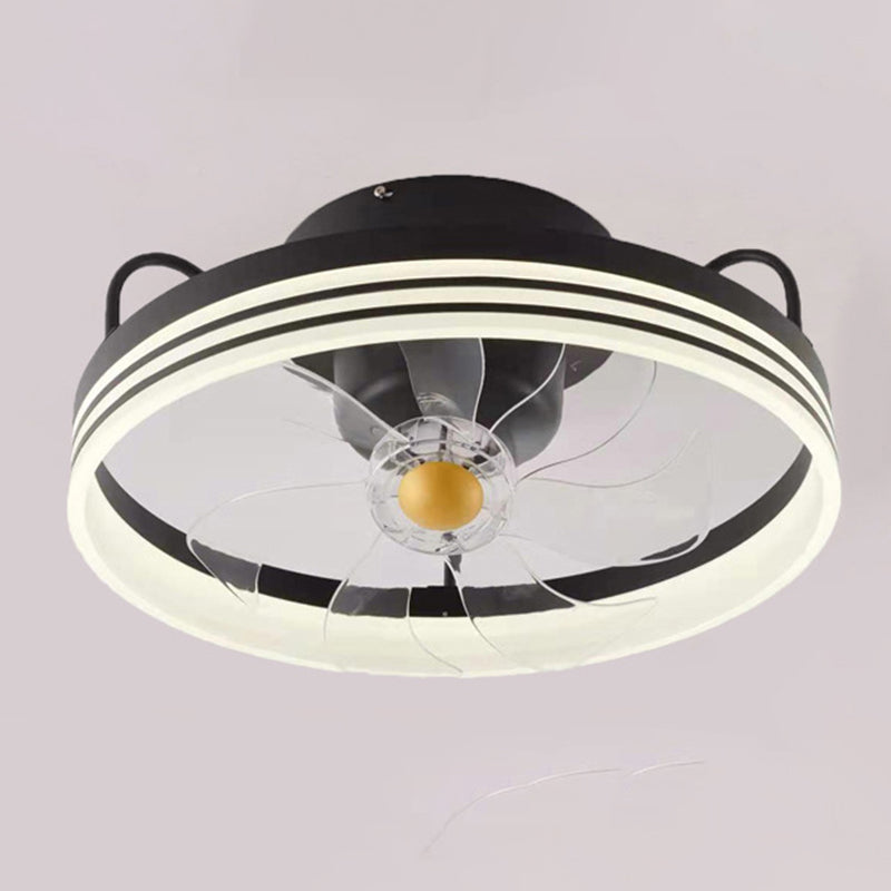 Metal Circle Ceiling Fan Light Modern Style LED Ceiling Light Fixture for Bedroom