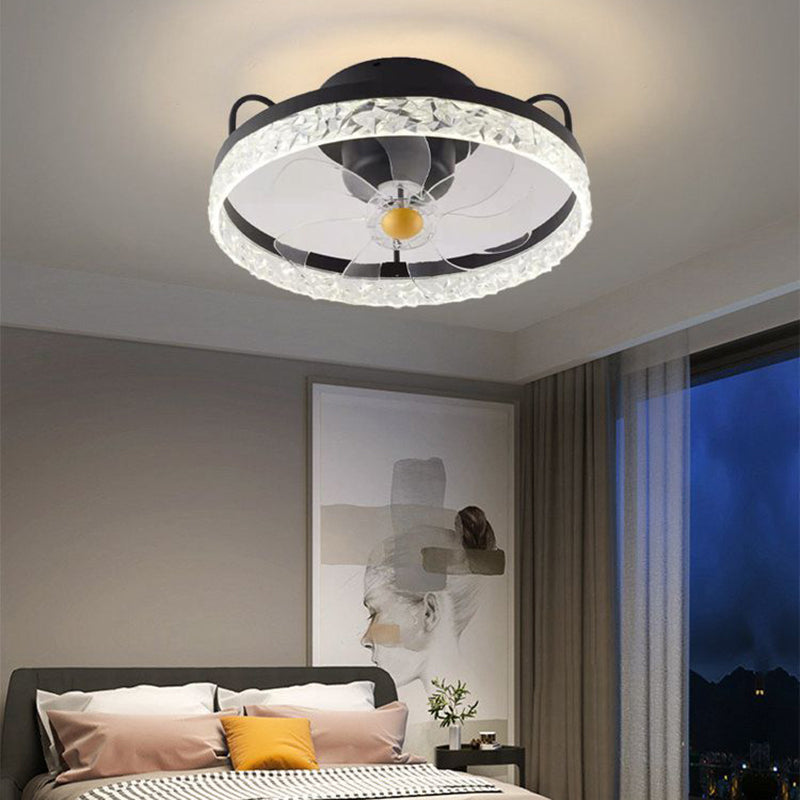 Metal Circle Ceiling Fan Light Modern Style LED Ceiling Light Fixture for Bedroom