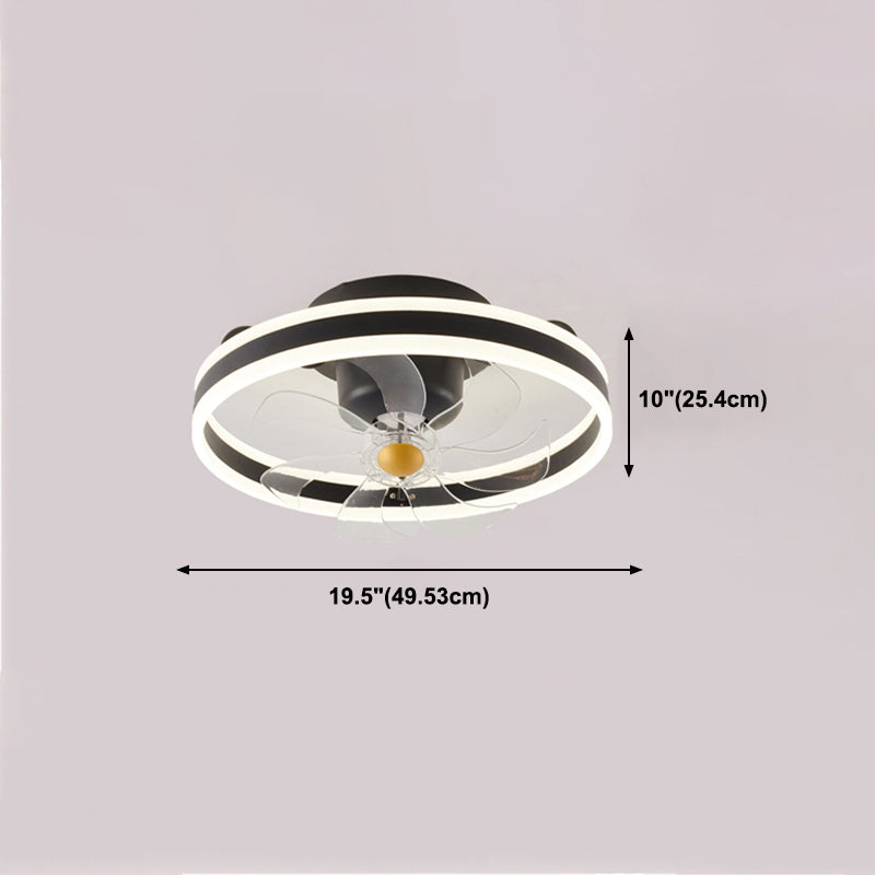 Metal Circle Ceiling Fan Light Modern Style LED Ceiling Light Fixture for Bedroom