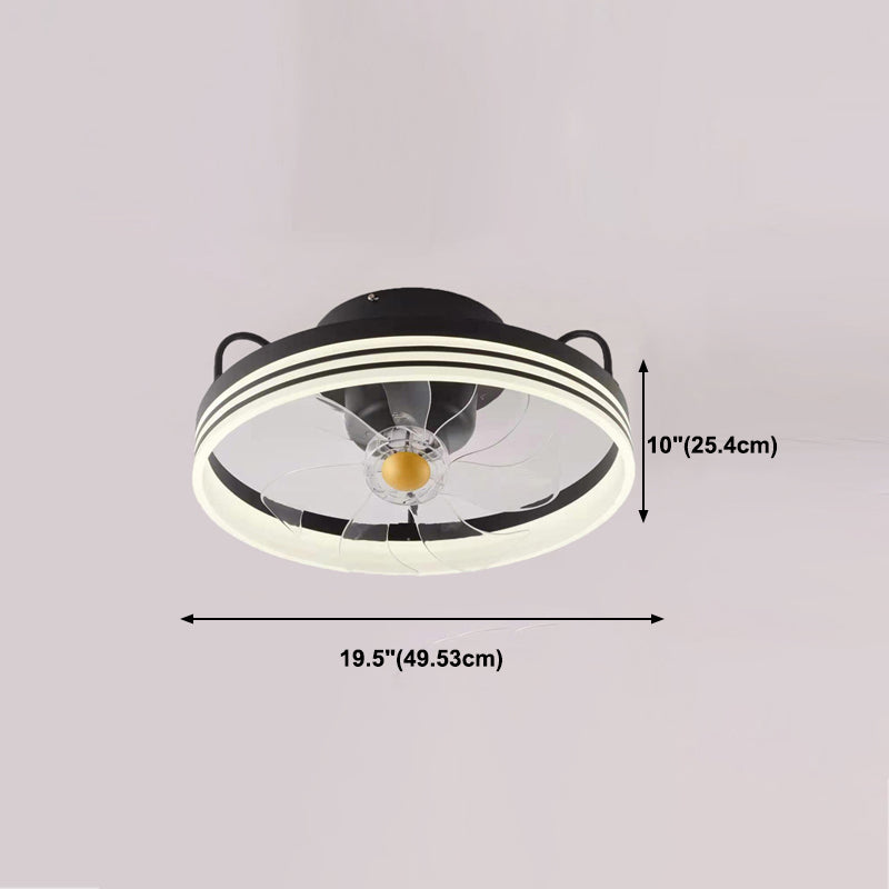 Metal Circle Ceiling Fan Light Modern Style LED Ceiling Light Fixture for Bedroom