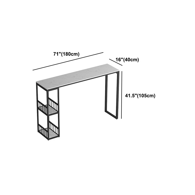 Stone Top Bar Dining Table Industrial Rectangle Bar Dining Table with Sled Base