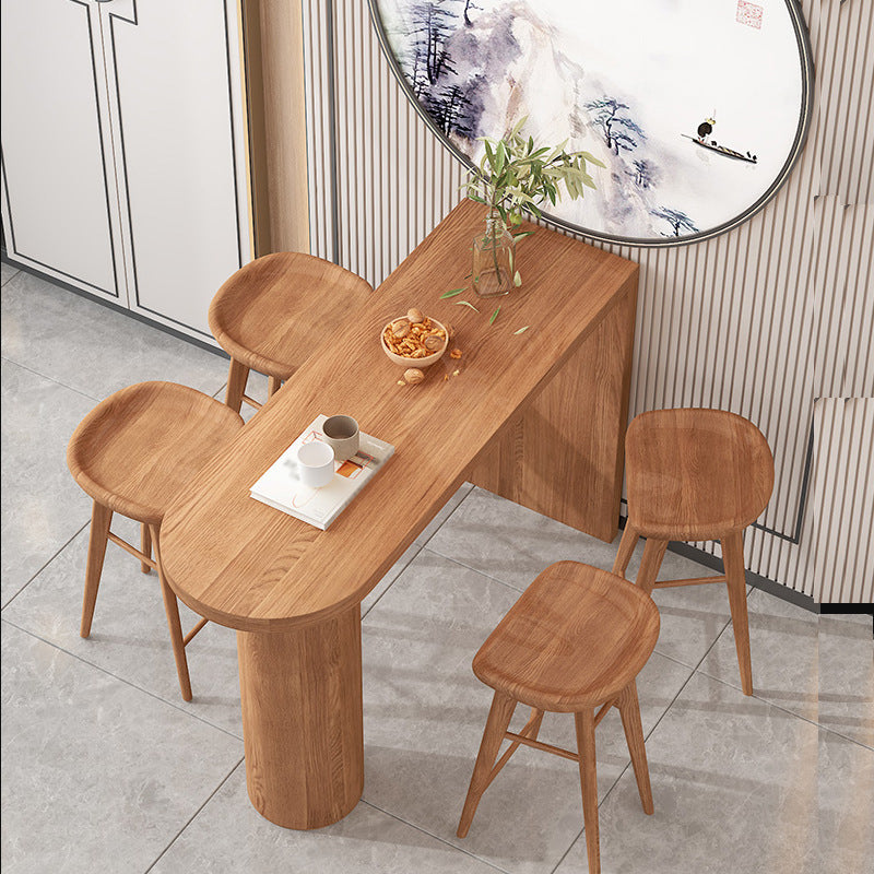 Solid Wood Bar Dining Table Contemporary Bar Table with Sled Base