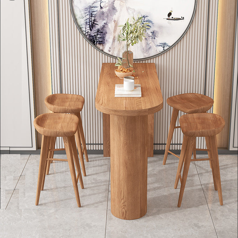 Solid Wood Bar Dining Table Contemporary Bar Table with Sled Base