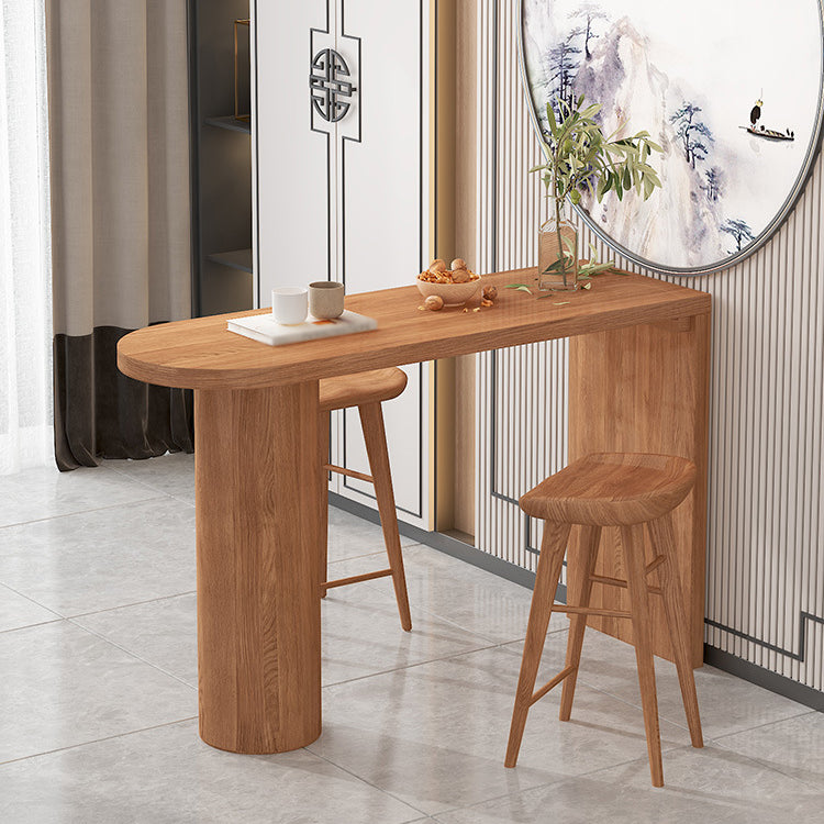 Solid Wood Bar Dining Table Contemporary Bar Table with Sled Base