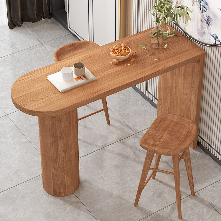 Solid Wood Bar Dining Table Contemporary Bar Table with Sled Base