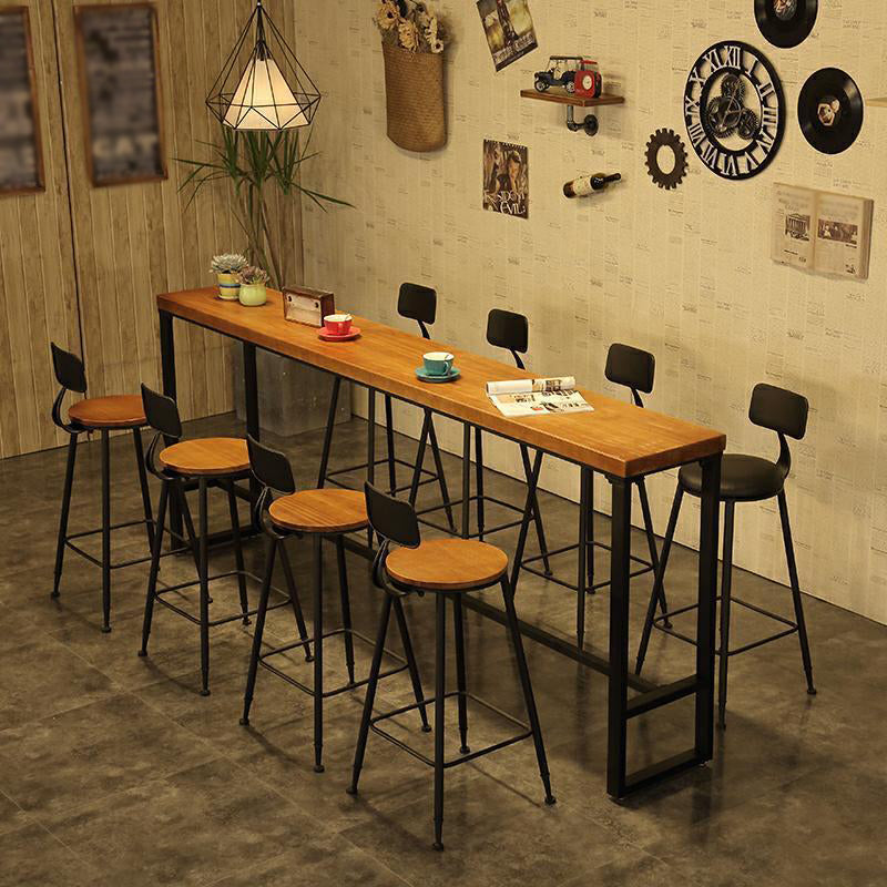 Solid Wood Bar Dining Table Industrial Bar Dining Table with Trestle Base