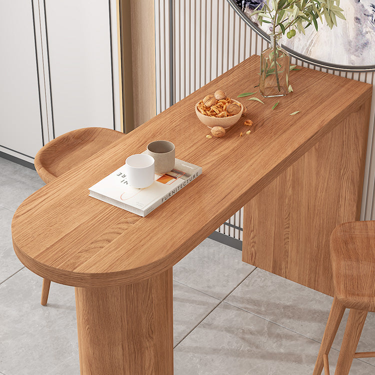 Pine Wood Bar Dining Table Contemporary Bar Table with Sled Base