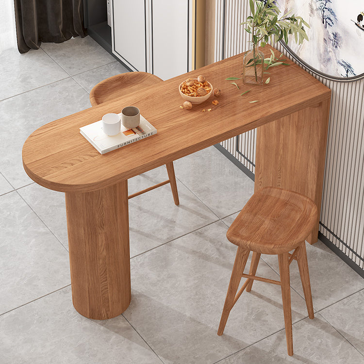 Pine Wood Bar Dining Table Contemporary Bar Table with Sled Base