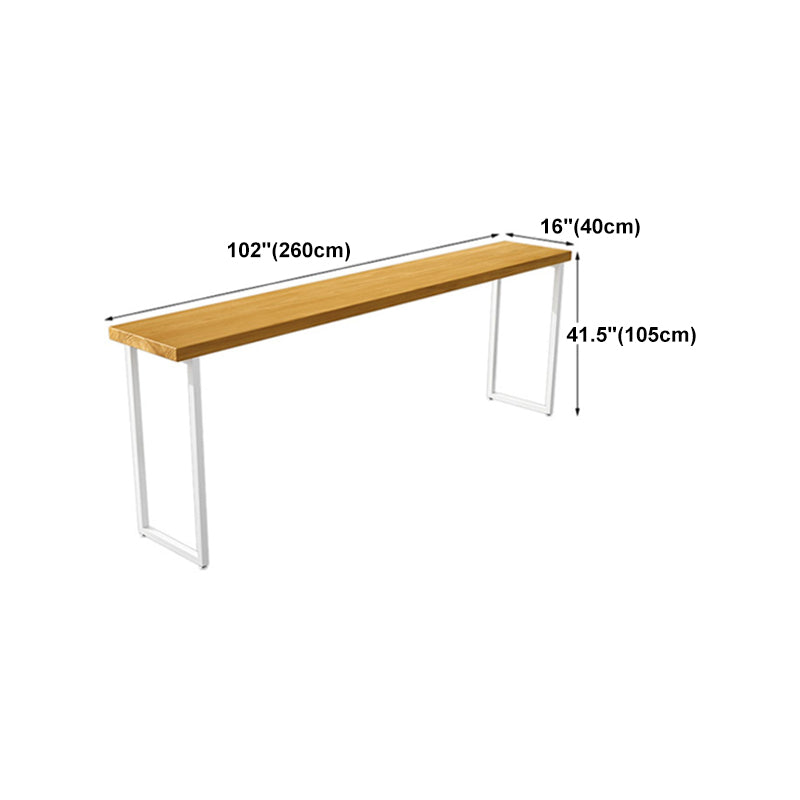 Pine Wood Bar Dining Table Industrial Bar Dining Table with Sled Base in White