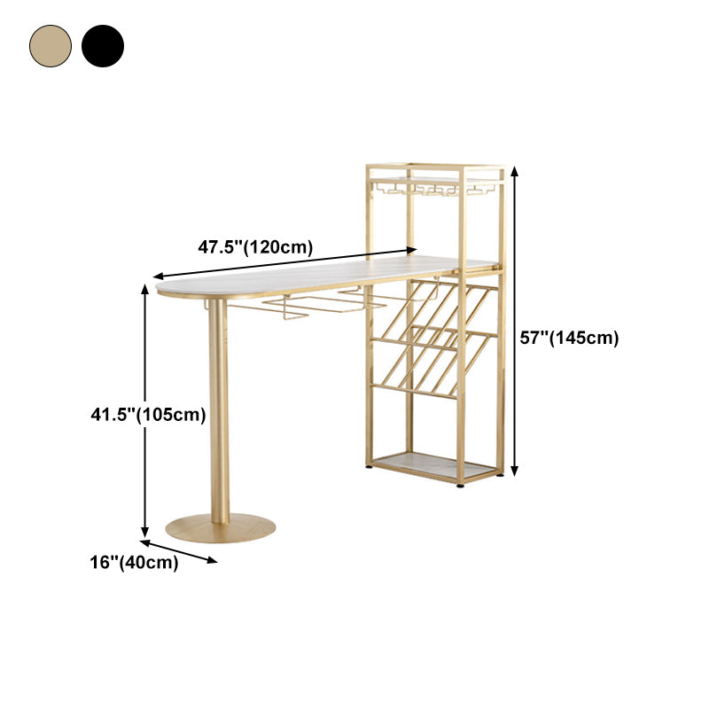 Stone Top Bar Dining Table Traditional Luxury Bar Table with Double Pedestal Base