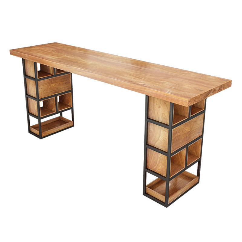 Rectangle Bar Dining Table Contemporary Wood Top Bar Table with Sled Base