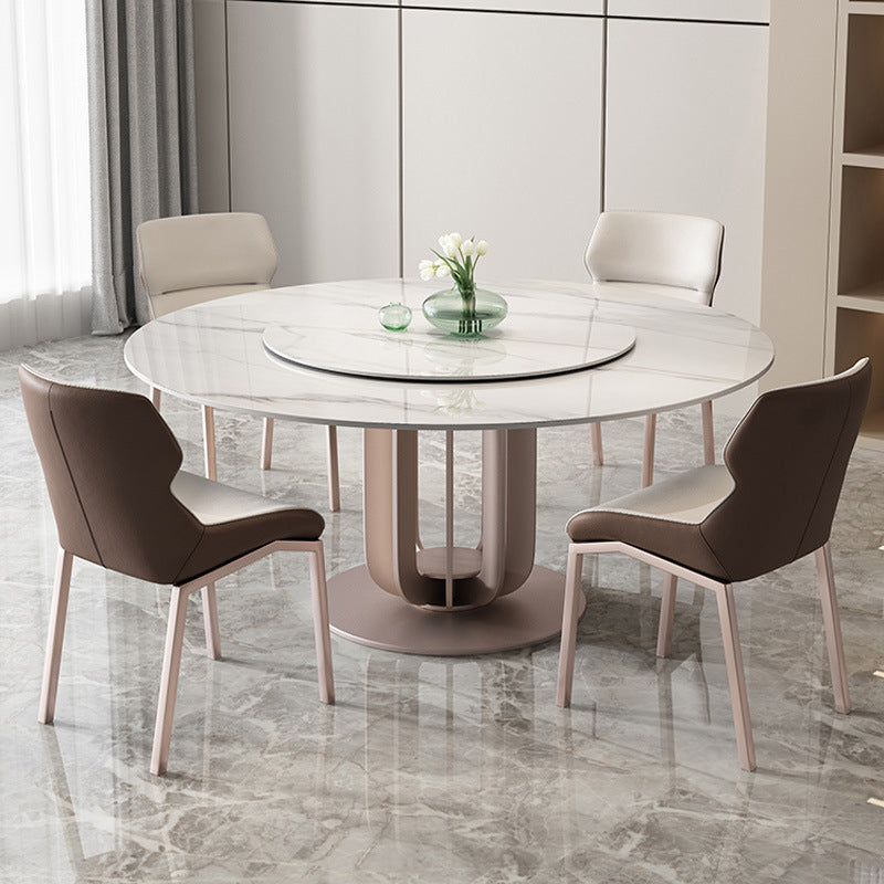 1/4/5/7 Pieces Dining Chairs Set Round Dining Table Set with Sintered Stone Top