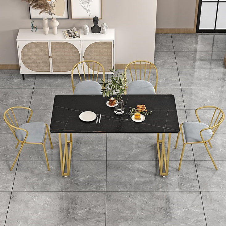 Glam 1/4/5/7 Pieces Dining Set Rectangle Stone Dining Table for Kitchen