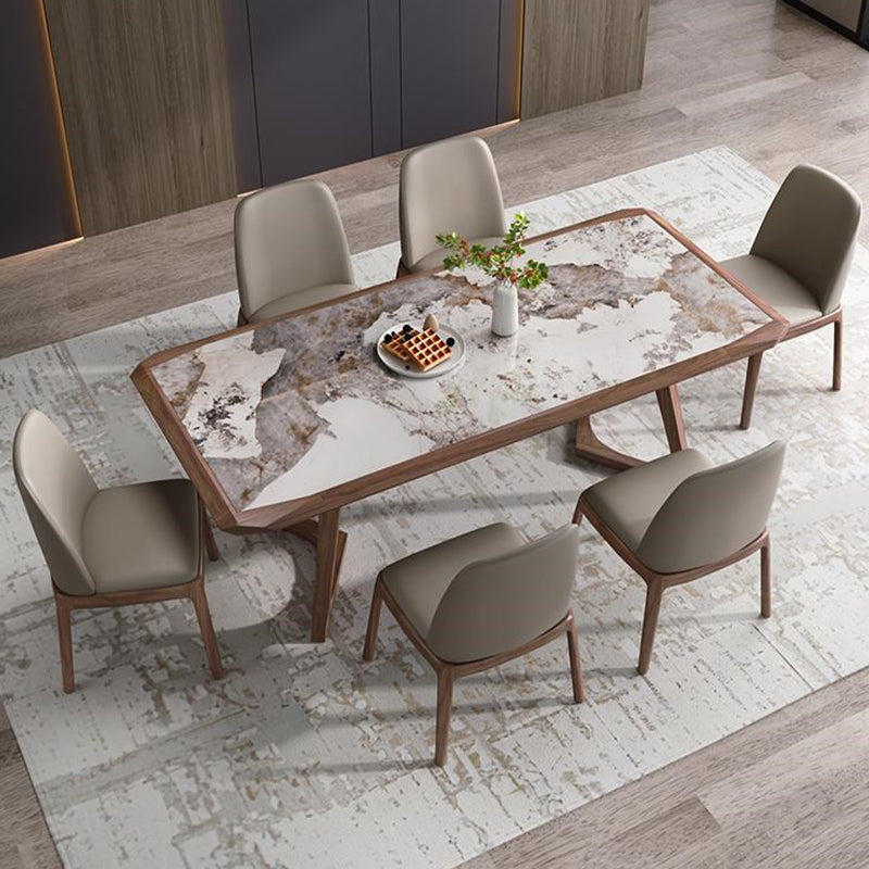 Designer Style 1/4/5/7 Pieces Dining Set Sintered Stone Dining Table with Leather Chairs