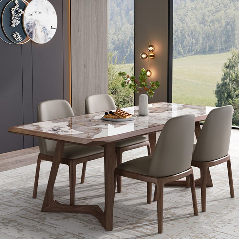 Designer Style 1/4/5/7 Pieces Dining Set Sintered Stone Dining Table with Leather Chairs