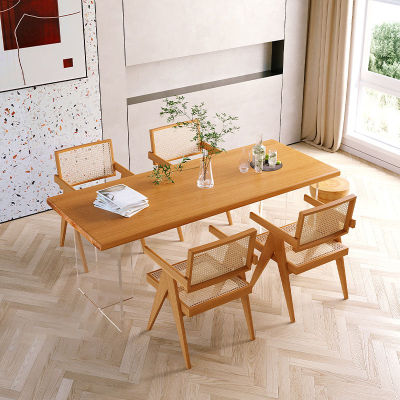 Modern 1/5 Pieces Dining Set Rectangle Pine Wood Dining Table for Kitchen