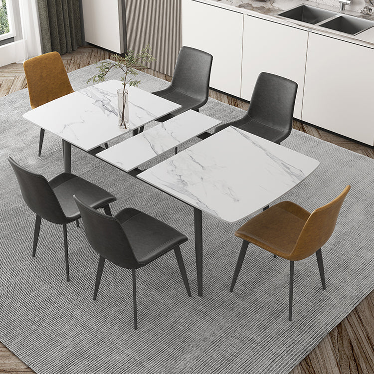 Modern 1/4/5/7 Pieces Dinette Set with White Sintered Stone Top Scalable Dining Table Set