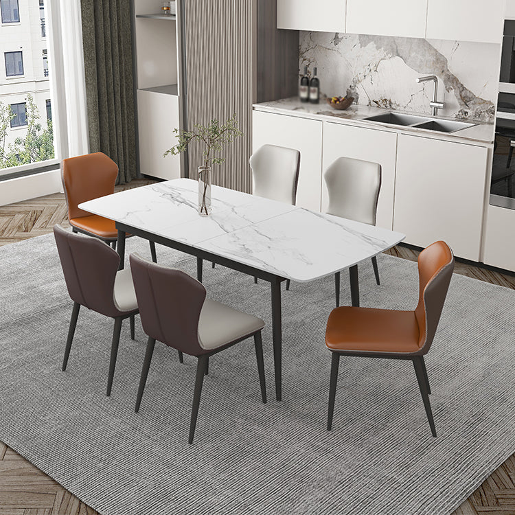 Modern 1/4/5/7 Pieces Dinette Set with White Sintered Stone Top Scalable Dining Table Set