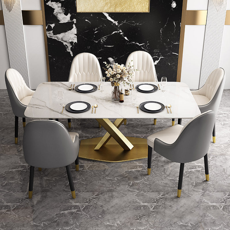 Glam 1/2/5/6/7 Pieces Dining Set Metal Dining Table Set with Pedestal Base