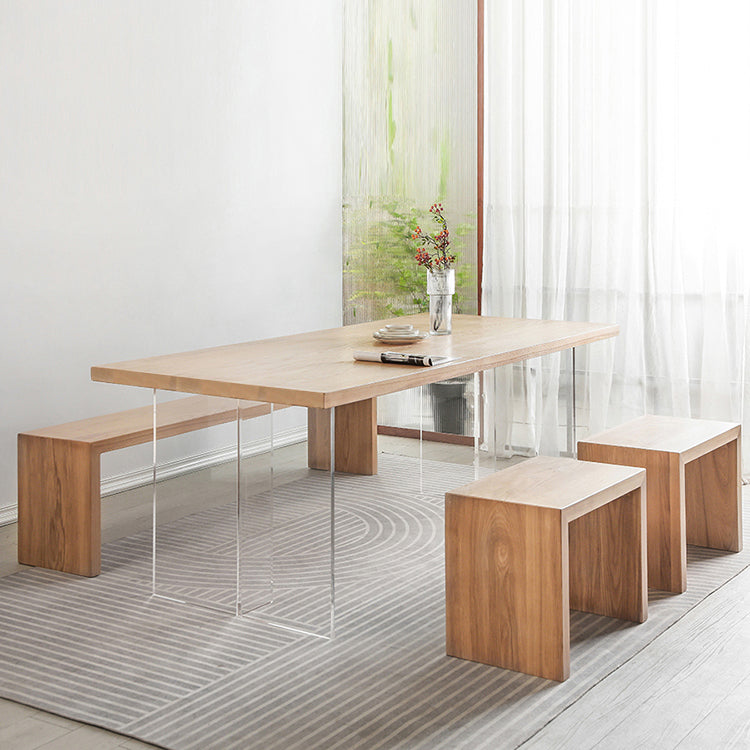 Modern 1/2/4 Pieces Dinette Set Pine Wood Rectangle Dining Table Set with Acrylic Base