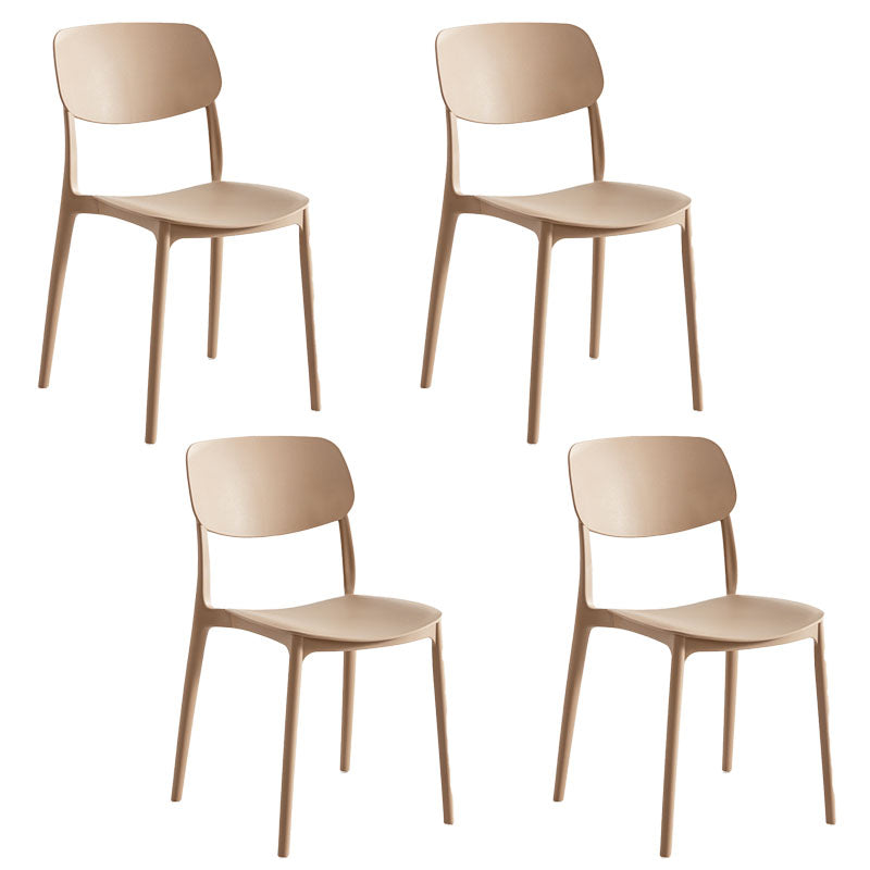 Contemporary Style Stackable Chair Dining Open Back Armless Chair with Plastic Legs