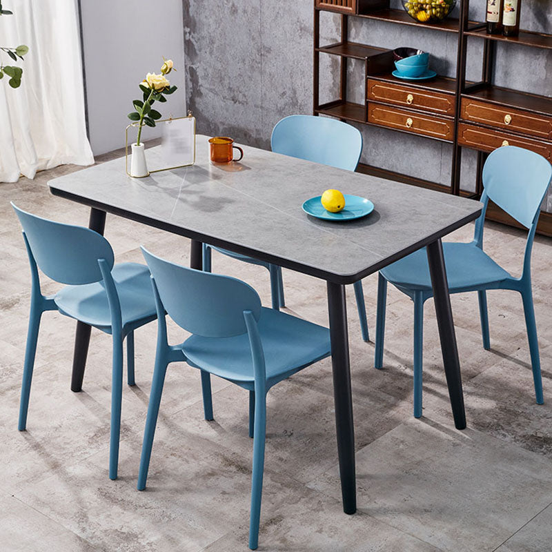 Contemporary Style Stackable Chair Dining Open Back Armless Chair with Plastic Legs