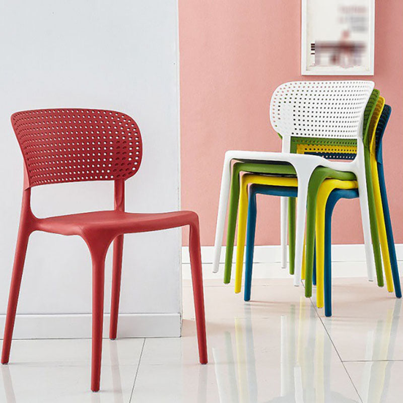 Contemporary Style Stackable Chair Dining Open Back Armless Chairs with Plastic Legs