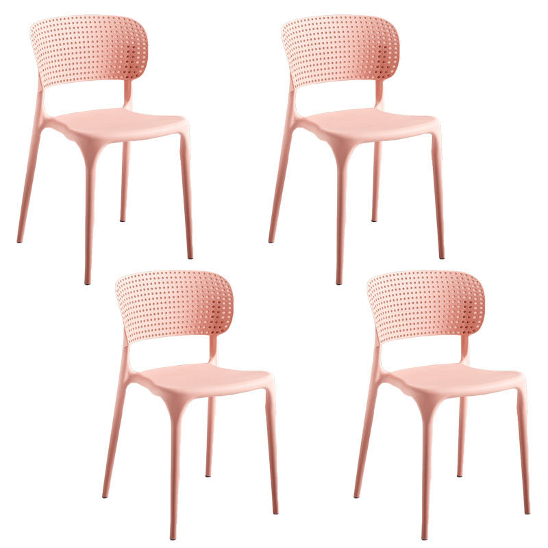 Contemporary Style Stackable Chair Dining Open Back Armless Chairs with Plastic Legs