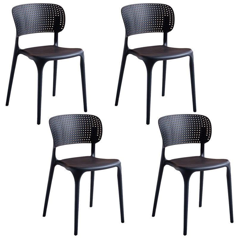 Contemporary Style Stackable Chair Dining Open Back Armless Chairs with Plastic Legs