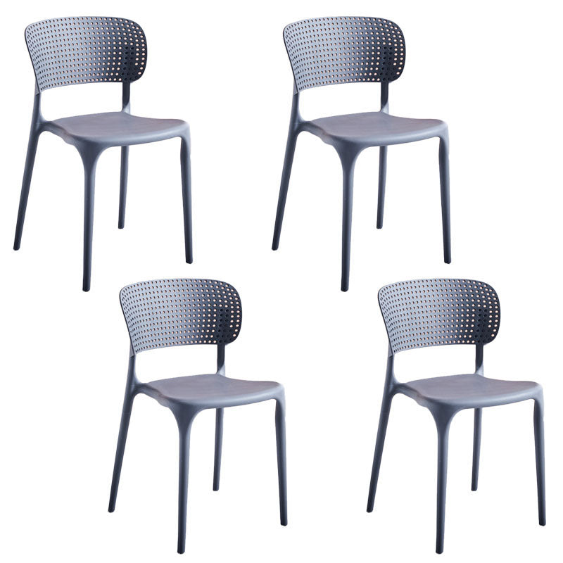 Contemporary Style Stackable Chair Dining Open Back Armless Chairs with Plastic Legs