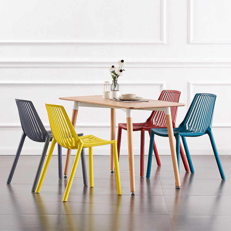 Modern Chairs Dining Stackable Armless Chairs with Plastic Legs for Kitchen