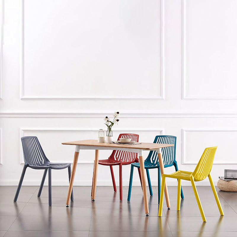 Modern Chairs Dining Stackable Armless Chairs with Plastic Legs for Kitchen