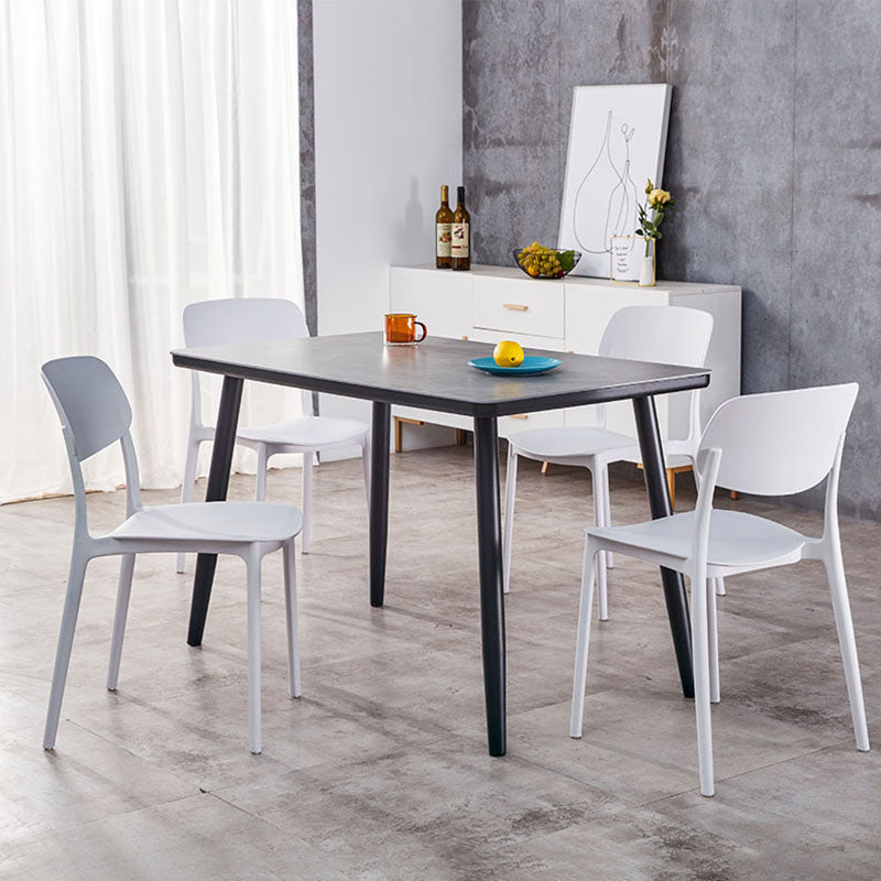 Contemporary Stackable Chair Dining Open Back Armless Chairs with Plastic Legs