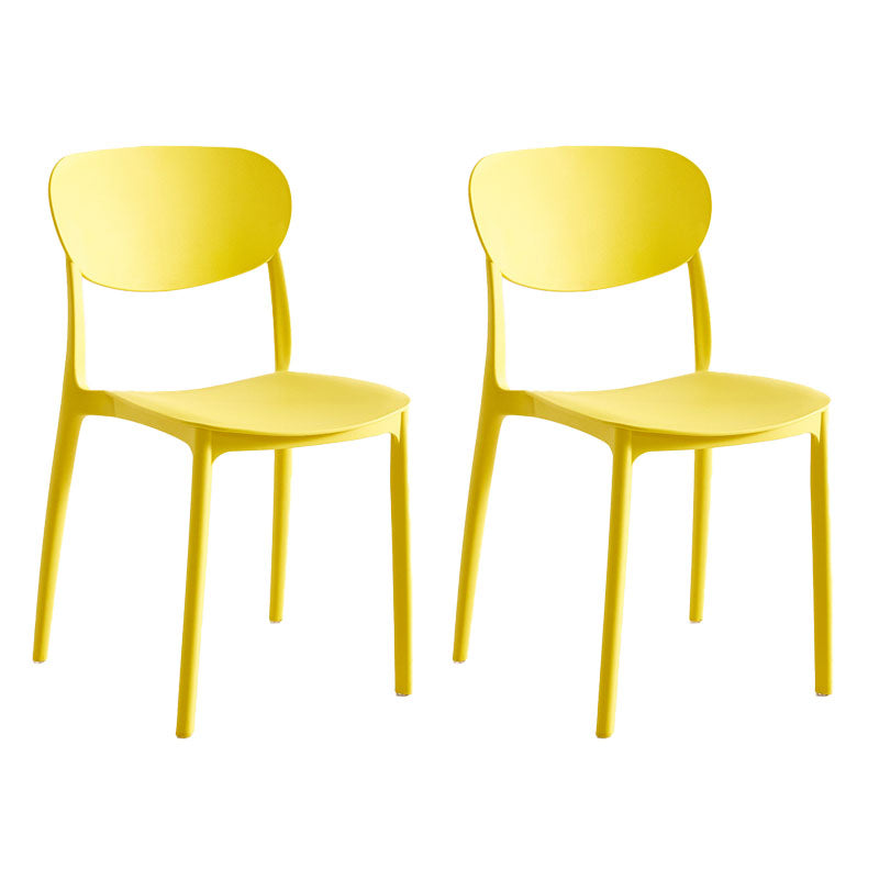 Contemporary Stackable Chair Dining Open Back Armless Chairs with Plastic Legs