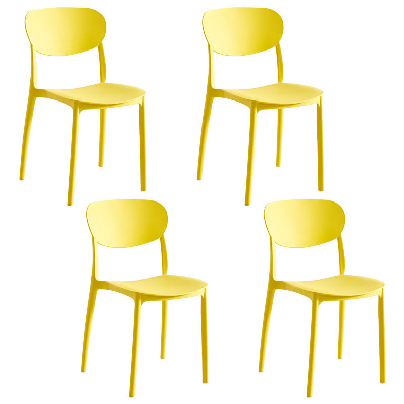 Contemporary Stackable Chair Dining Open Back Armless Chairs with Plastic Legs