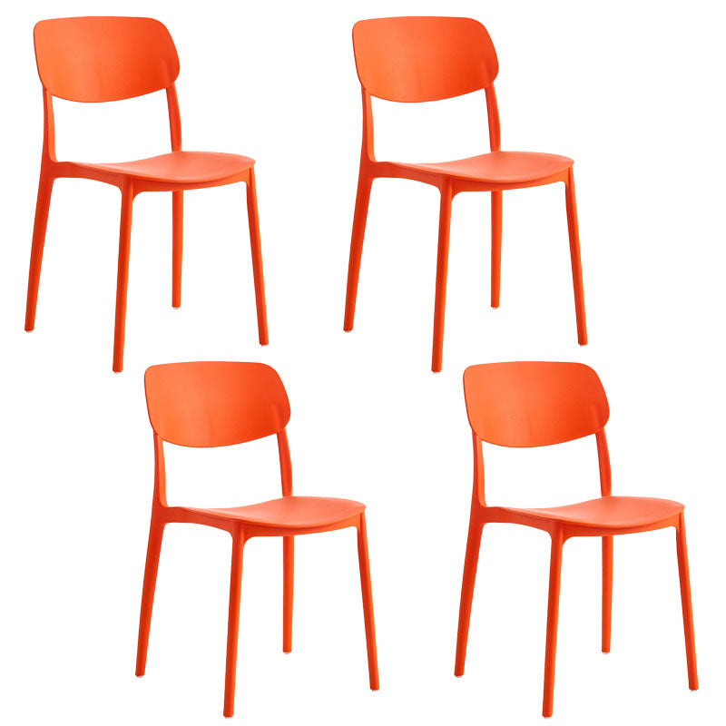 Contemporary Stackable Chair Dining Open Back Armless Chairs with Plastic Legs