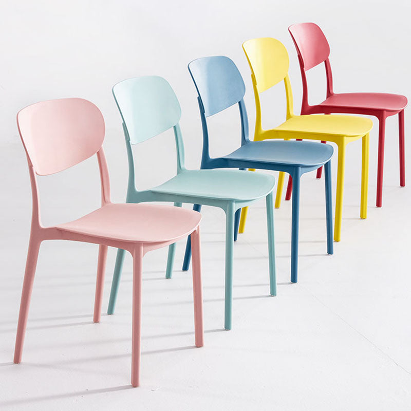 Contemporary Stackable Chair Dining Open Back Armless Chairs with Plastic Legs