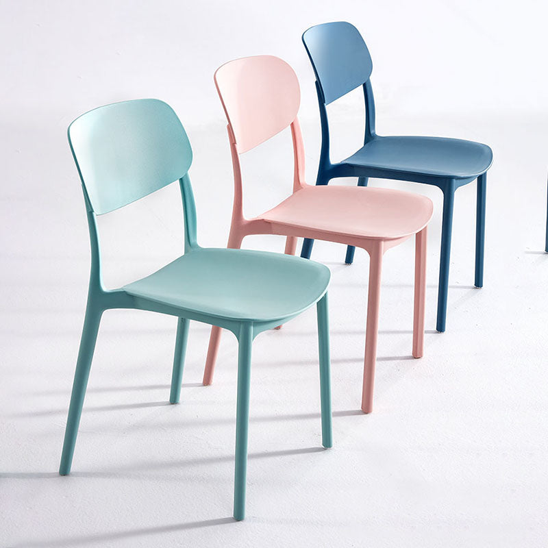 Contemporary Stackable Chair Dining Open Back Armless Chairs with Plastic Legs