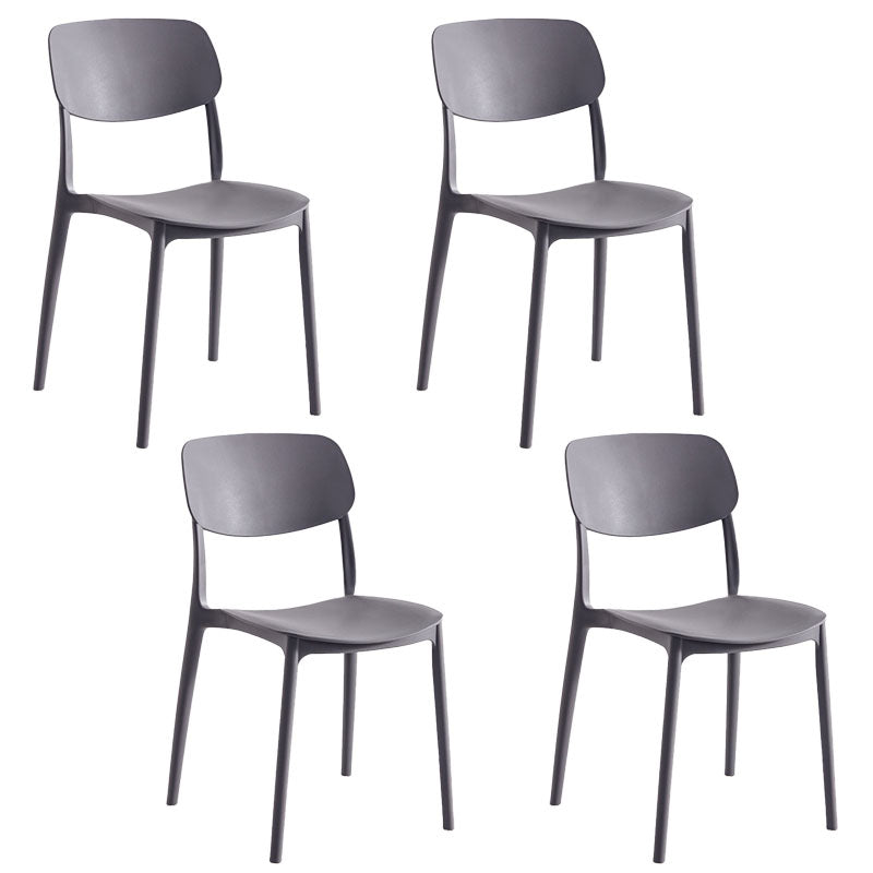 Contemporary Stackable Chair Dining Open Back Armless Chairs with Plastic Legs