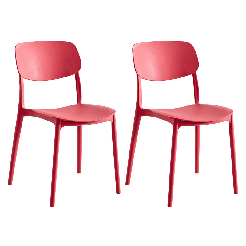 Contemporary Stackable Chair Dining Open Back Armless Chairs with Plastic Legs