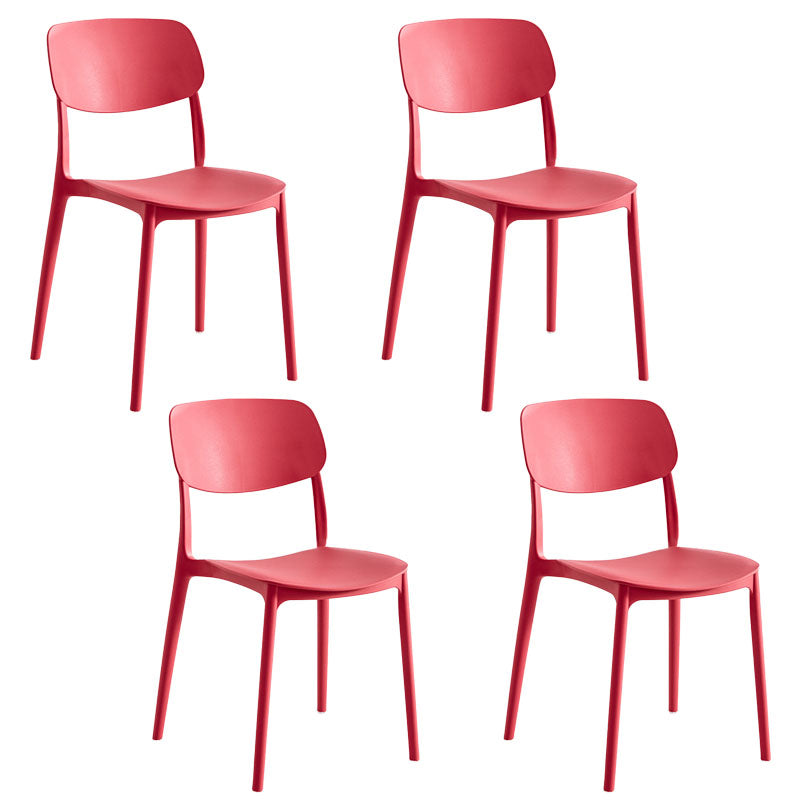 Contemporary Stackable Chair Dining Open Back Armless Chairs with Plastic Legs