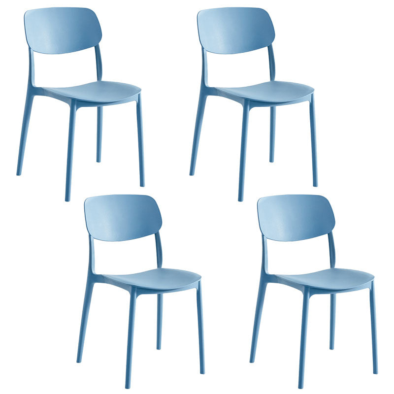 Contemporary Stackable Chair Dining Open Back Armless Chairs with Plastic Legs