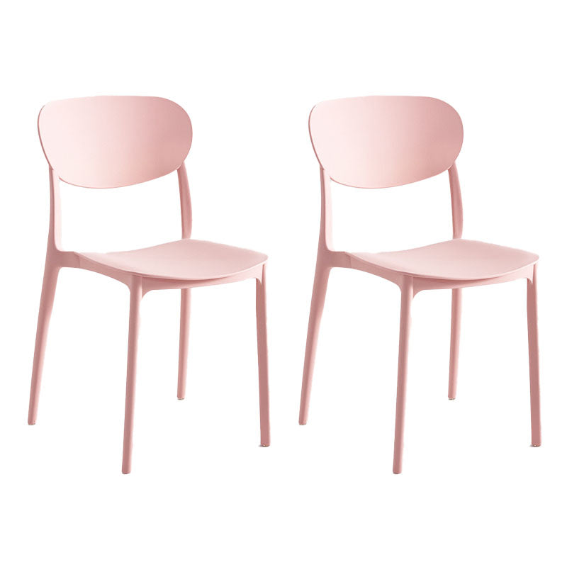 Contemporary Stackable Chair Dining Open Back Armless Chairs with Plastic Legs