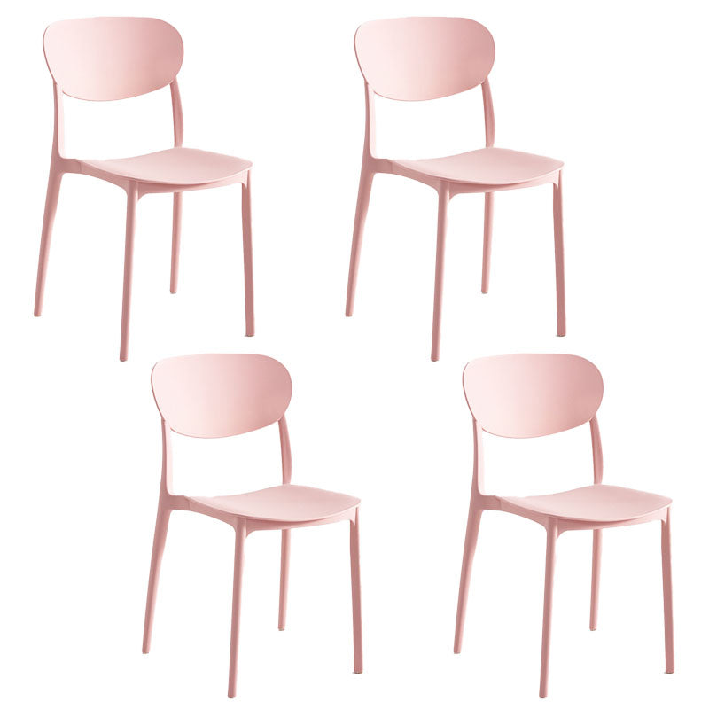 Contemporary Stackable Chair Dining Open Back Armless Chairs with Plastic Legs