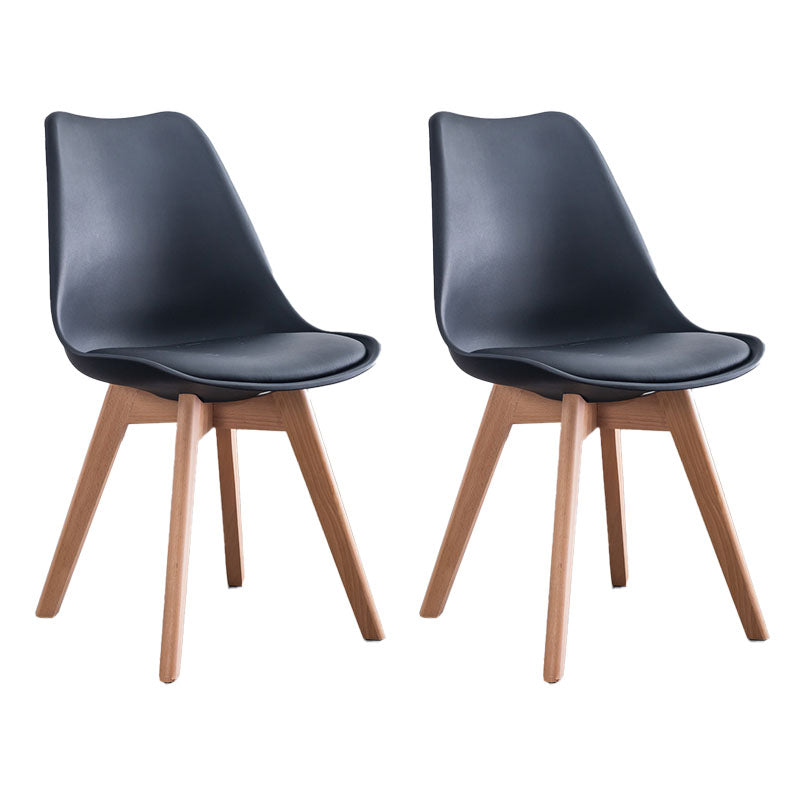 Contemporary Kitchen Chair Dining Armless Chairs with Wooden Legs