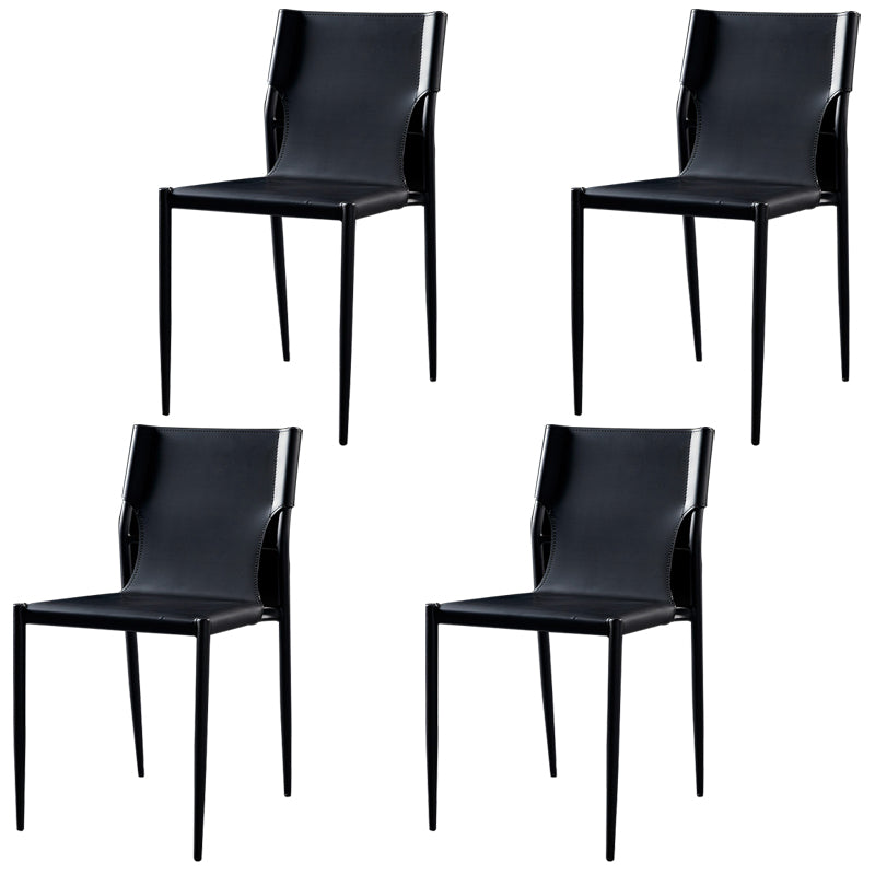 Industrial Style Armless Solid Back Chair Leather Dining Chairs